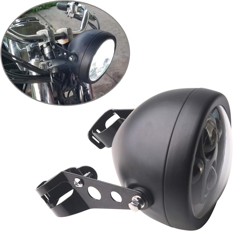 ZZJAUBI Black Motorcycle Headlight Housing 5.75 5 3/4inch Headlight Bucket compatible with Shadow Cafe Racer Bobber Cruiser - Image 4
